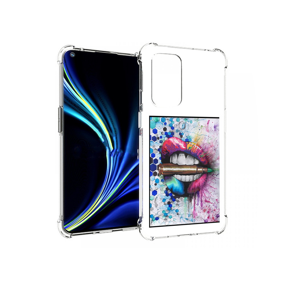 

Чехол MyPads Tocco для OnePlus 9 разноцветные губы с пулей (PT159409.128.571), Прозрачный, Tocco