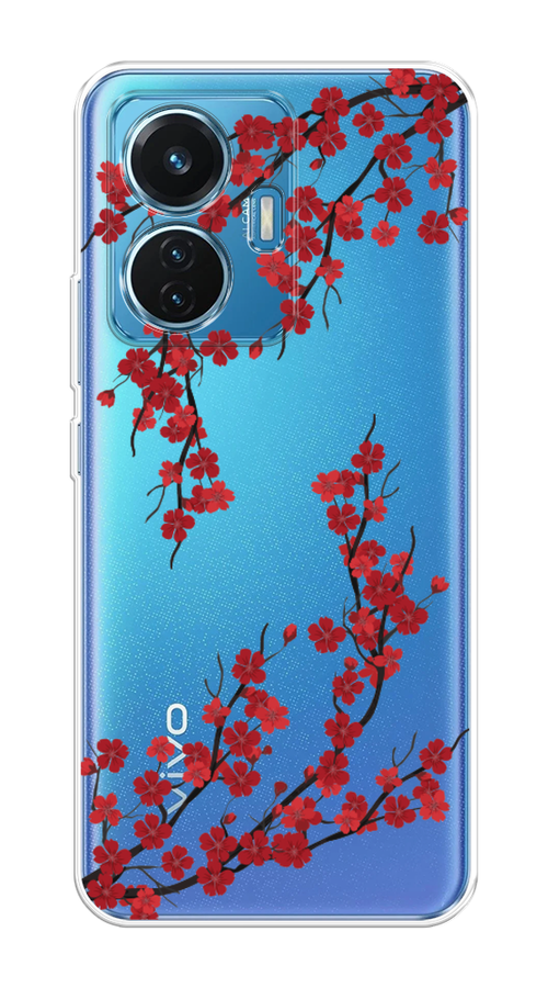 

Чехол на Vivo T1 "Красная сакура", Красный;черный, 267150-2