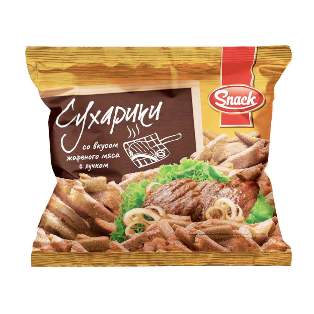 

Сухарики, Snack, со вкусом жареного мяса с луком, 50 г