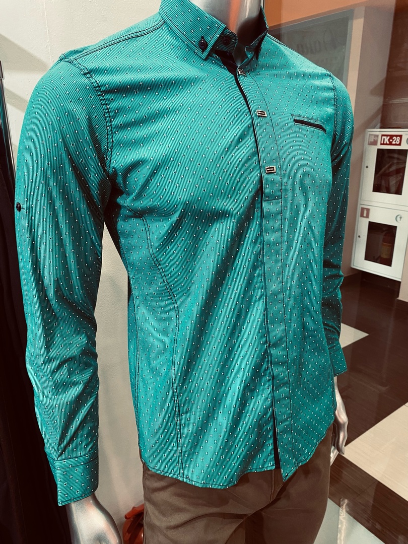 Рубашка мужская TRITTICO 1601 зеленая 2XL