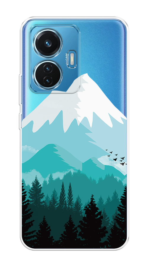 

Чехол на Vivo T1 "Синяя снежная гора", Белый;голубой, 267150-2