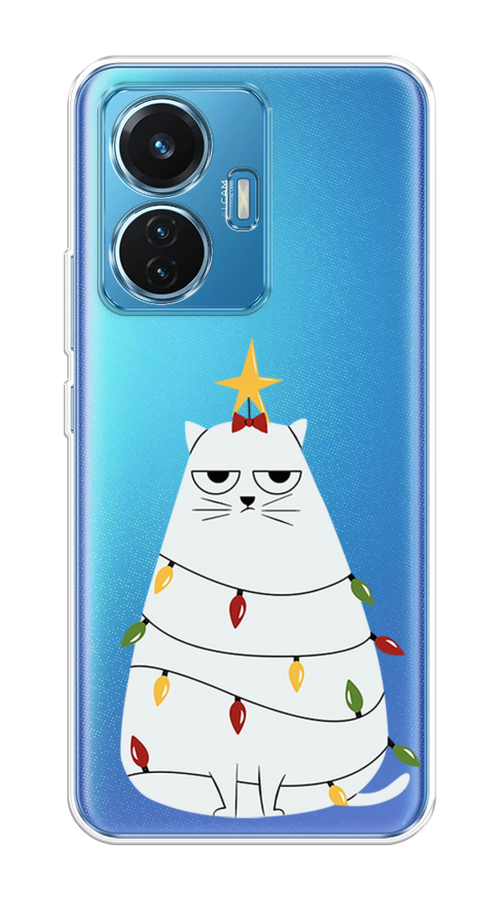 

Чехол на Vivo T1 "Котик в гирлянде", Белый;красный;желтый, 267150-1