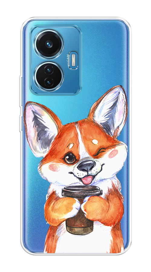 

Чехол на Vivo T1 "Корги с кофе", Оранжевый;белый, 267150-4