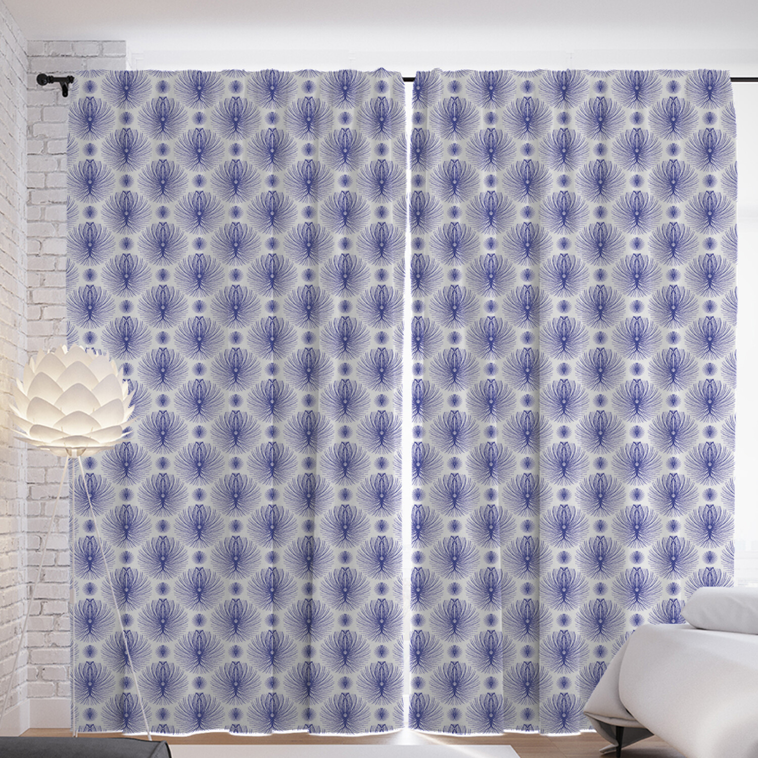 

Шторы с фотопечатью JoyArty "Причудливые круговые перья" из сатена, 290х265 см, Причудливые круговые перья