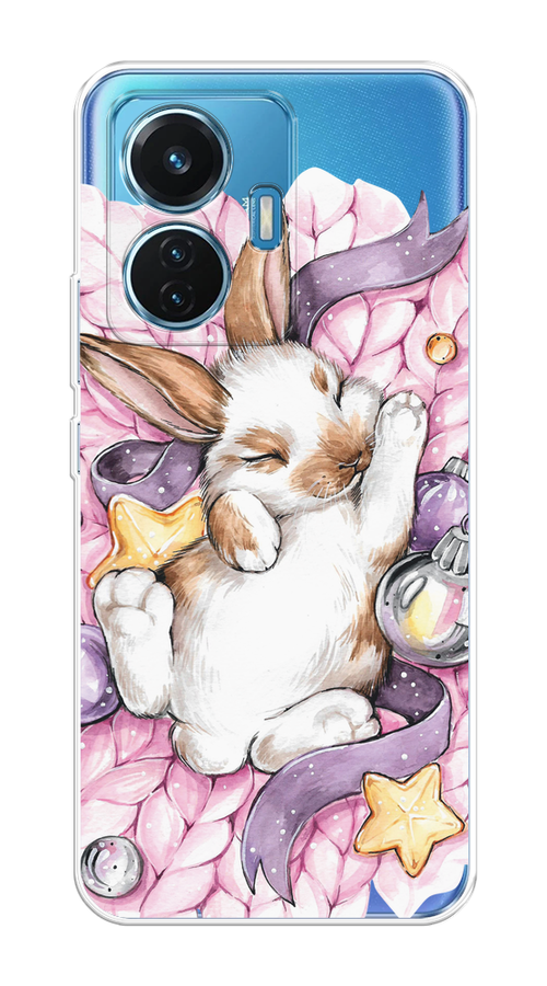 

Чехол на Vivo T1 "Кролик спит", Розовый;белый, 267150-5