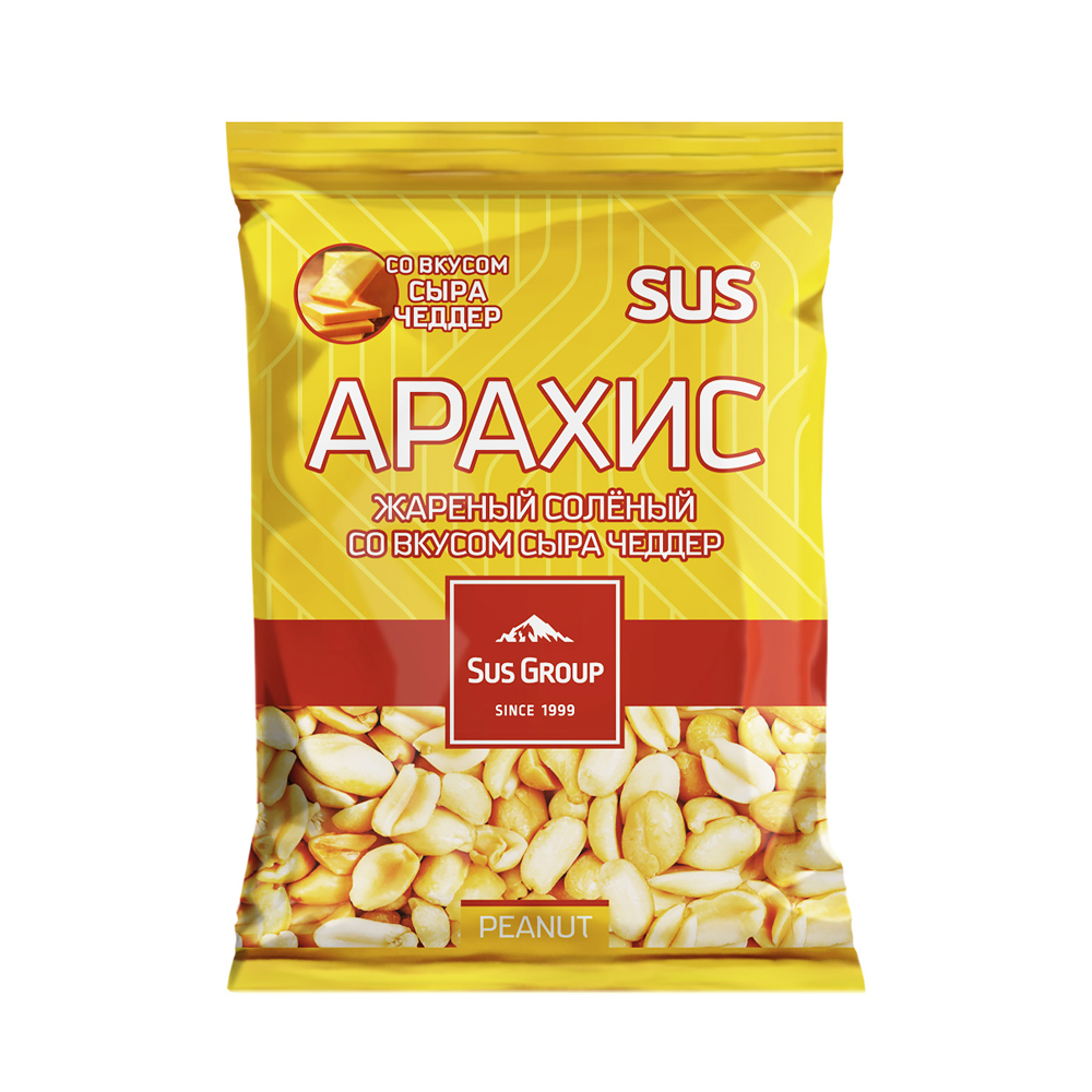 

Арахис жареный солёный, Sus Group, со вкусом сыра Чеддер, 90 г