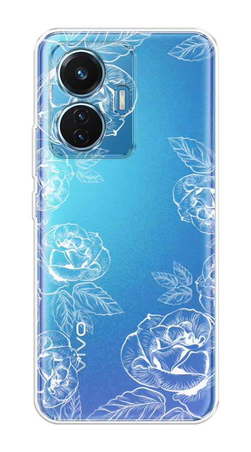 

Чехол на Vivo T1 "Розы графика", Черный;серый, 267150-2