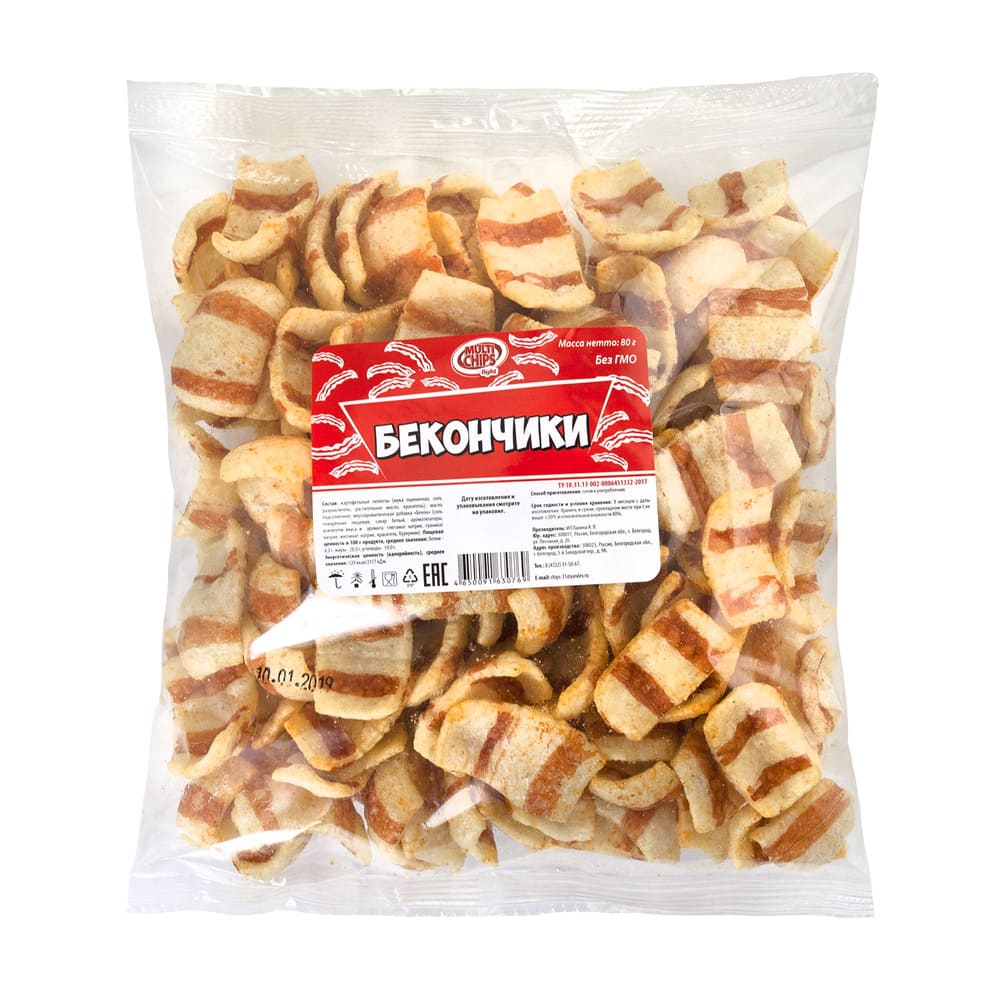 

Чипсы Бекончики, Multi Chips, 80 г