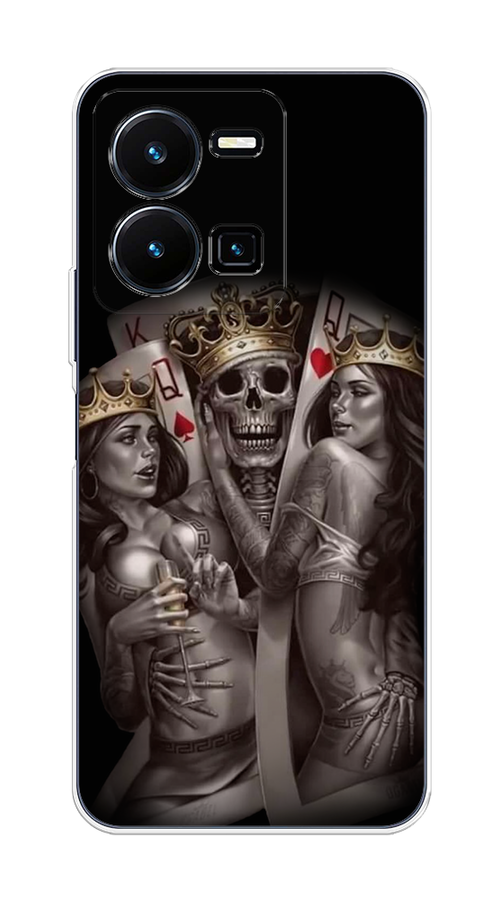 

Чехол на Vivo Y35 "Карты король и королевы", Серый;желтый, 267250-6
