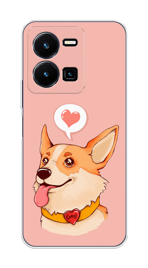 

Чехол на Vivo Y35 "Корги язык", Розовый;коричневый, 267250-1