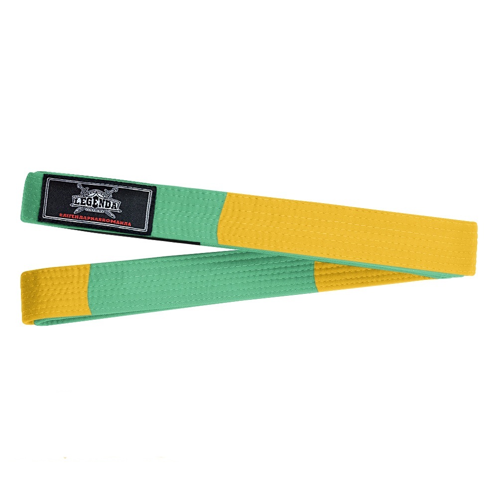 

Пояс детский для кимоно BJJ Legenda Yellow/Green А0, Желтый