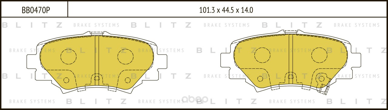 Тормозные колодки BLITZ задние дисковые bb0470p 100045002116