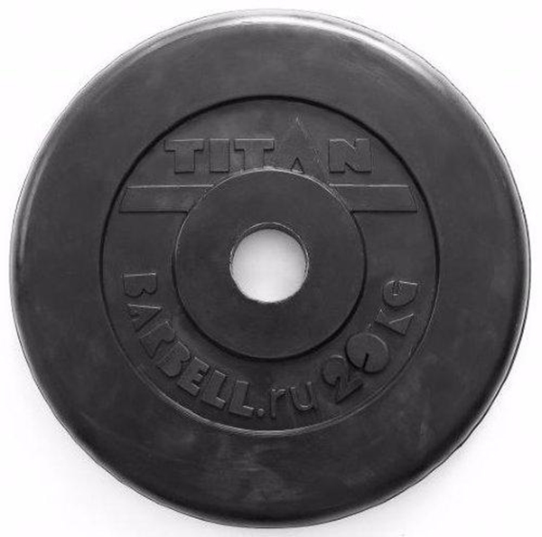 фото Titan диск обрезиненный черный 20 кг (51 мм) titan tp51-20