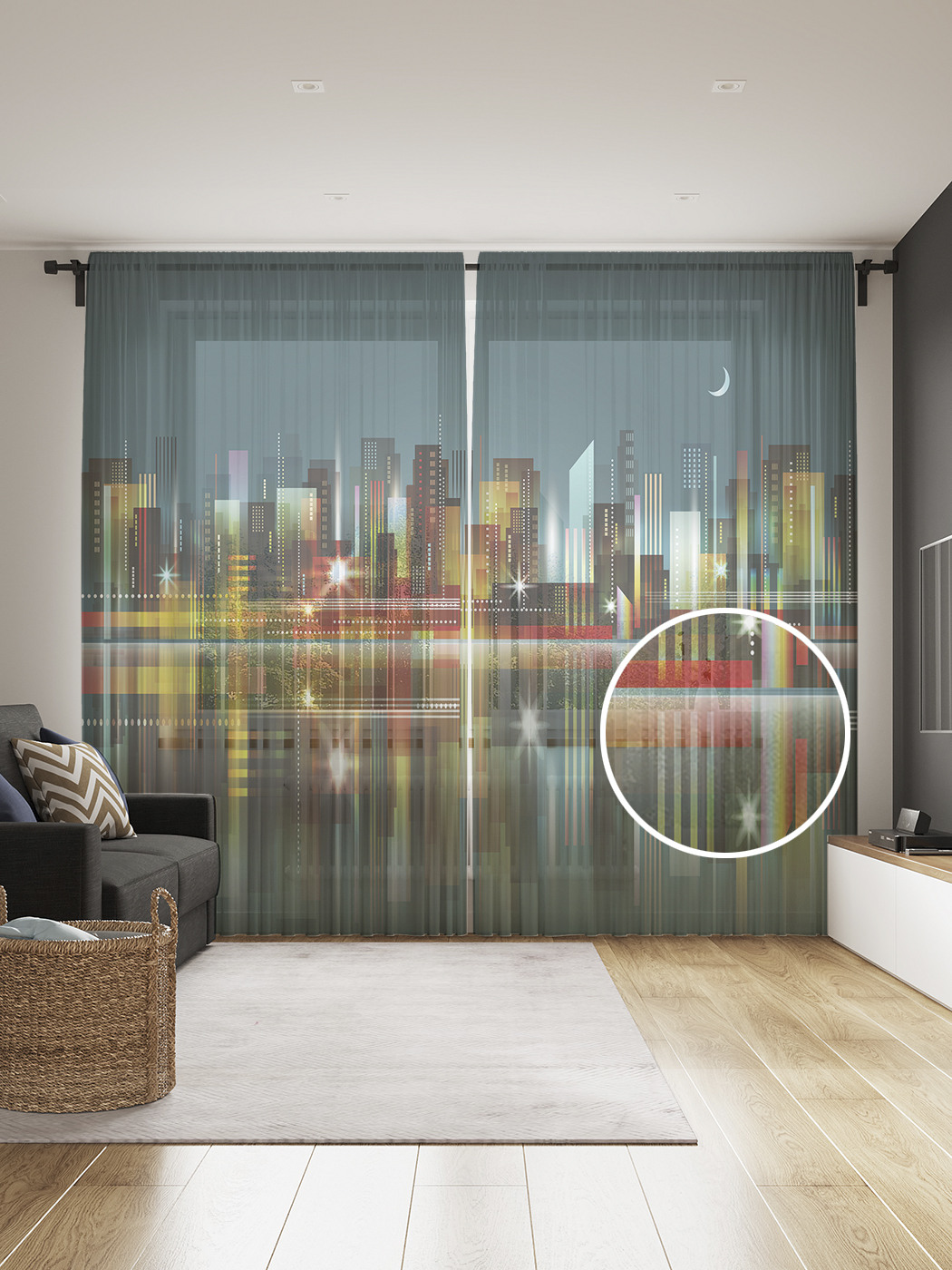 

Фототюль JoyArty "Иллюстрация ночных огней города" 145x265см, 2 полотна, лента, 50 крючков, Иллюстрация ночных огней города