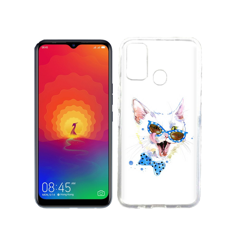 

Чехол MyPads Tocco для Tecno Spark 4 белый кот, Прозрачный, Tocco