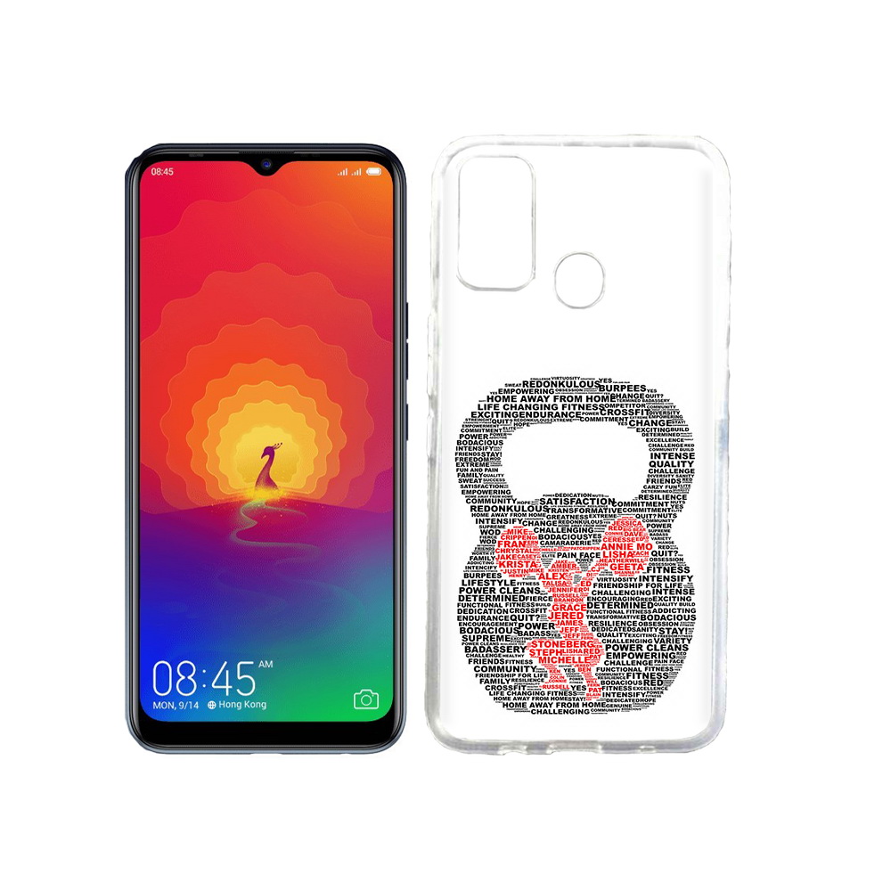 

Чехол MyPads Tocco для Tecno Spark 4 бодибилдинг гиря из слов, Прозрачный, Tocco