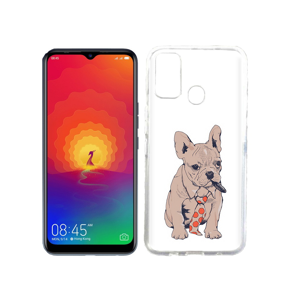 

Чехол MyPads Tocco для Tecno Spark 4 бульдог с сигарой, Прозрачный, Tocco
