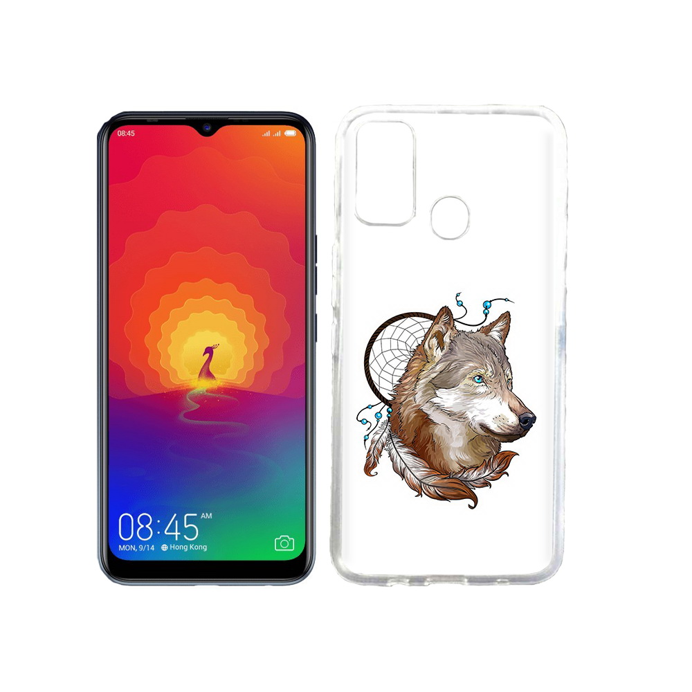

Чехол MyPads Tocco для Tecno Spark 4 волк и ловец снов, Прозрачный, Tocco