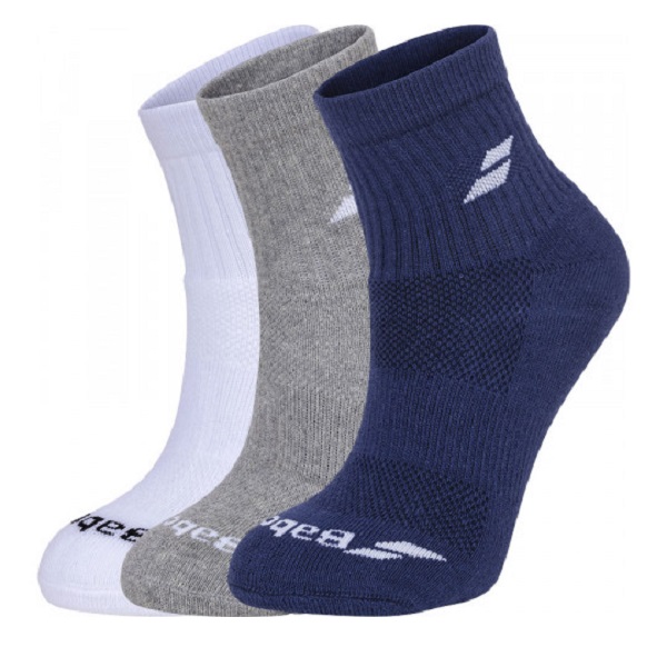 фото Носки унисекс babolat socks quarter u x3 белые; синий; серые 43/46