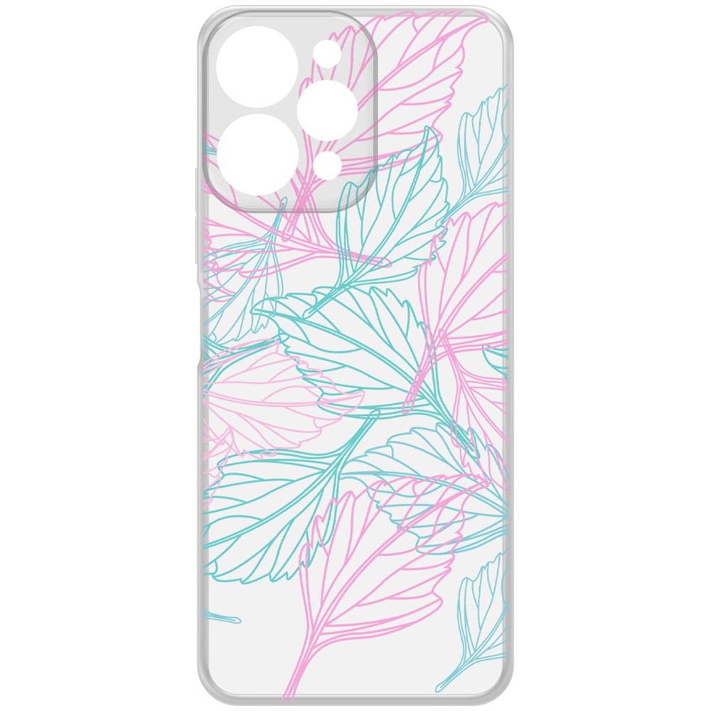 

Чехол-накладка Krutoff Clear Case Листья паттерн для Xiaomi Redmi 12, Прозрачный