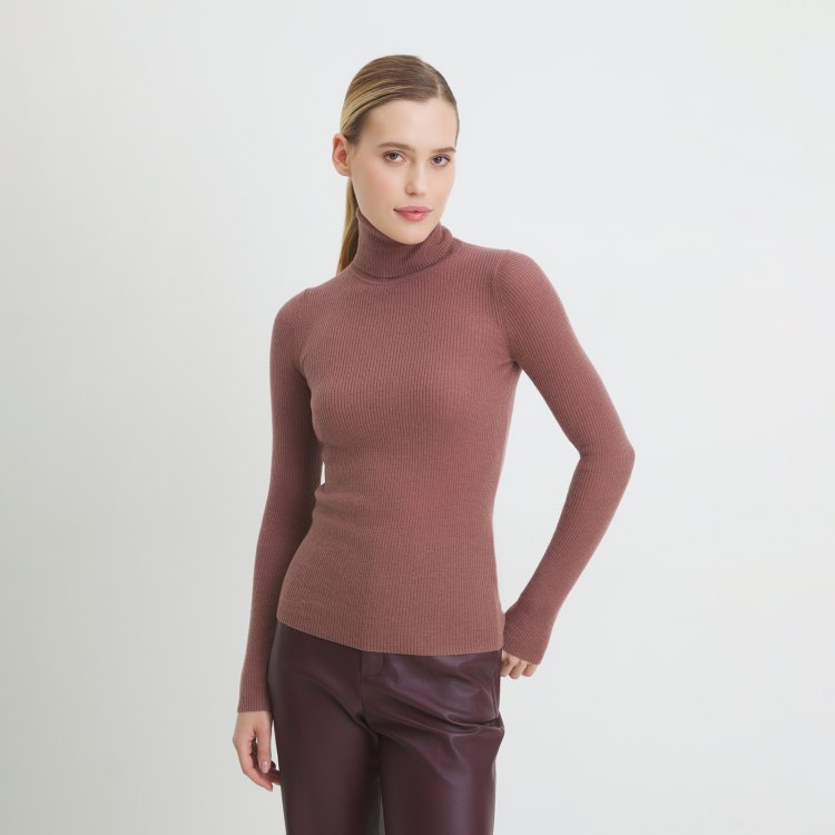 

Водолазка женская Maison David 19AW0115 коричневая L, Коричневый, 19AW0115