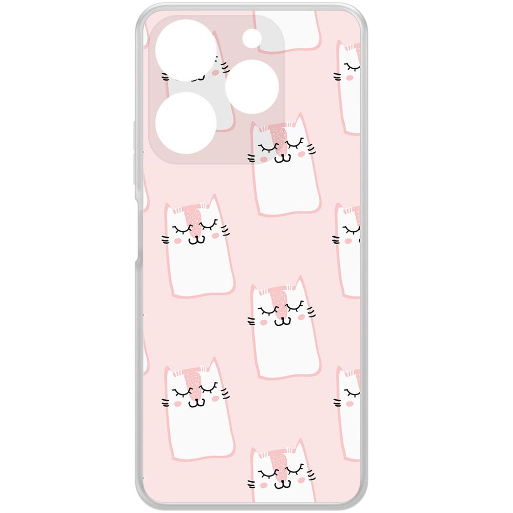 

Чехол-накладка Krutoff Clear Case Котики паттерн для TECNO Spark 10 Pro, Прозрачный