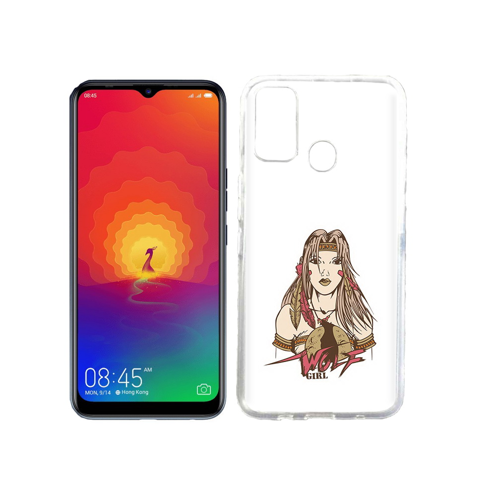 

Чехол MyPads Tocco для Tecno Spark 4 девушка волк, Прозрачный, Tocco