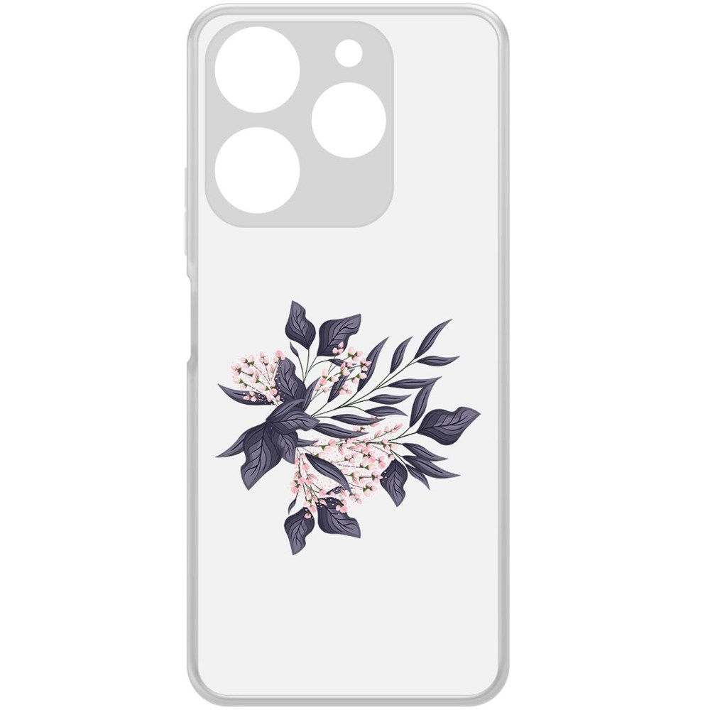 

Чехол-накладка Krutoff Clear Case Розовые бутоны для TECNO Spark 10 Pro, Прозрачный
