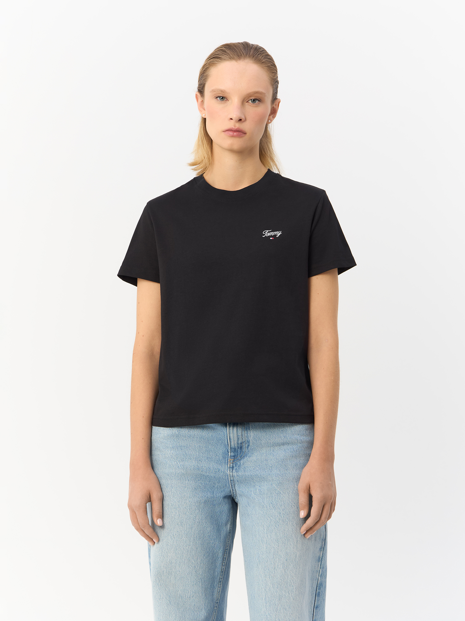 

Футболка женская Tommy Jeans DW0DW18633 черная L, Черный, DW0DW18633