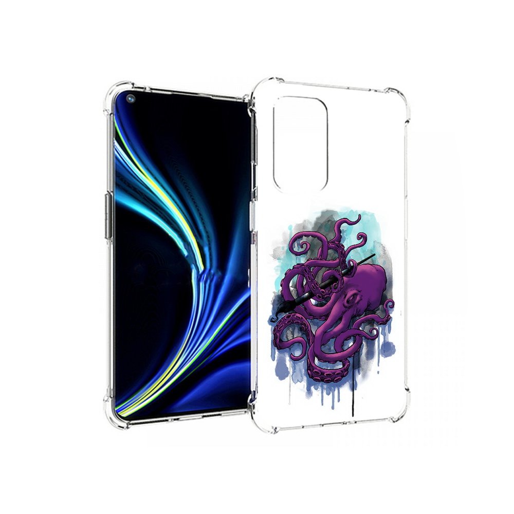 

Чехол MyPads Tocco для OnePlus 9 фиолетовый осьминог (PT159409.128.658), Прозрачный, Tocco
