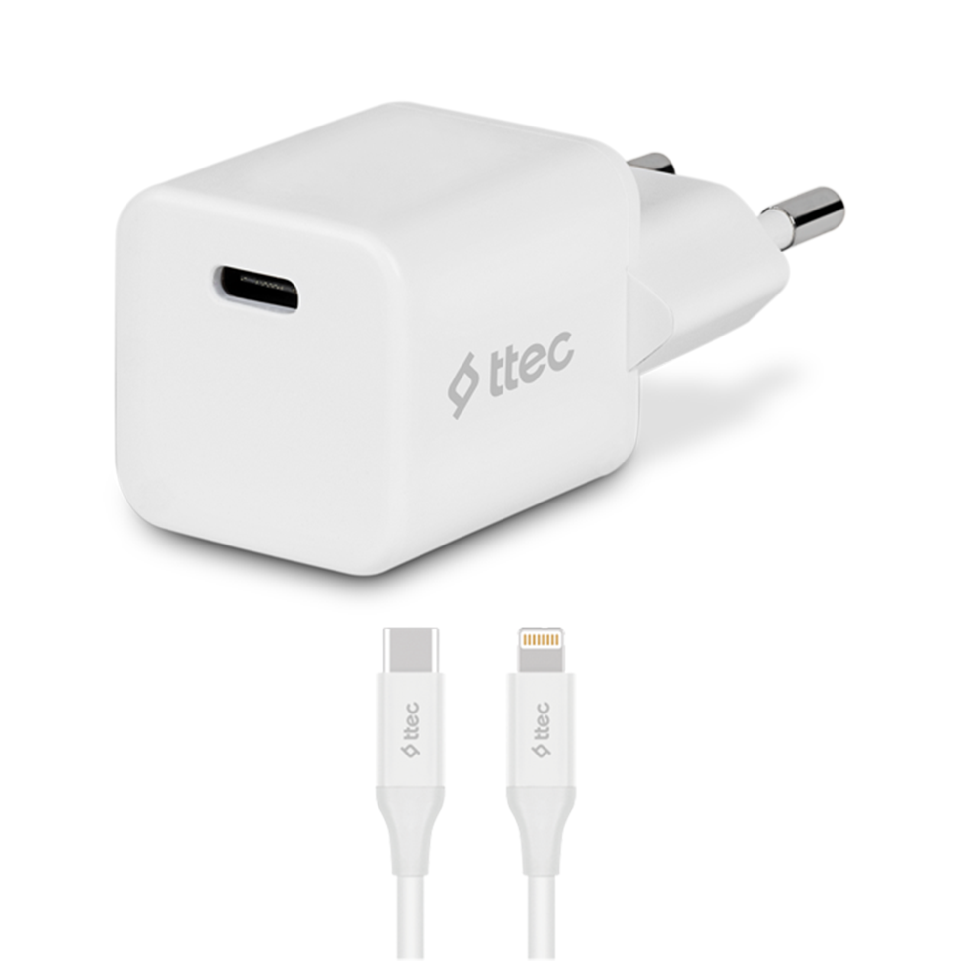 Сетевое зарядное устройство TTEC SmartCharger 20W PD lightning - usb type-c 3 А белый