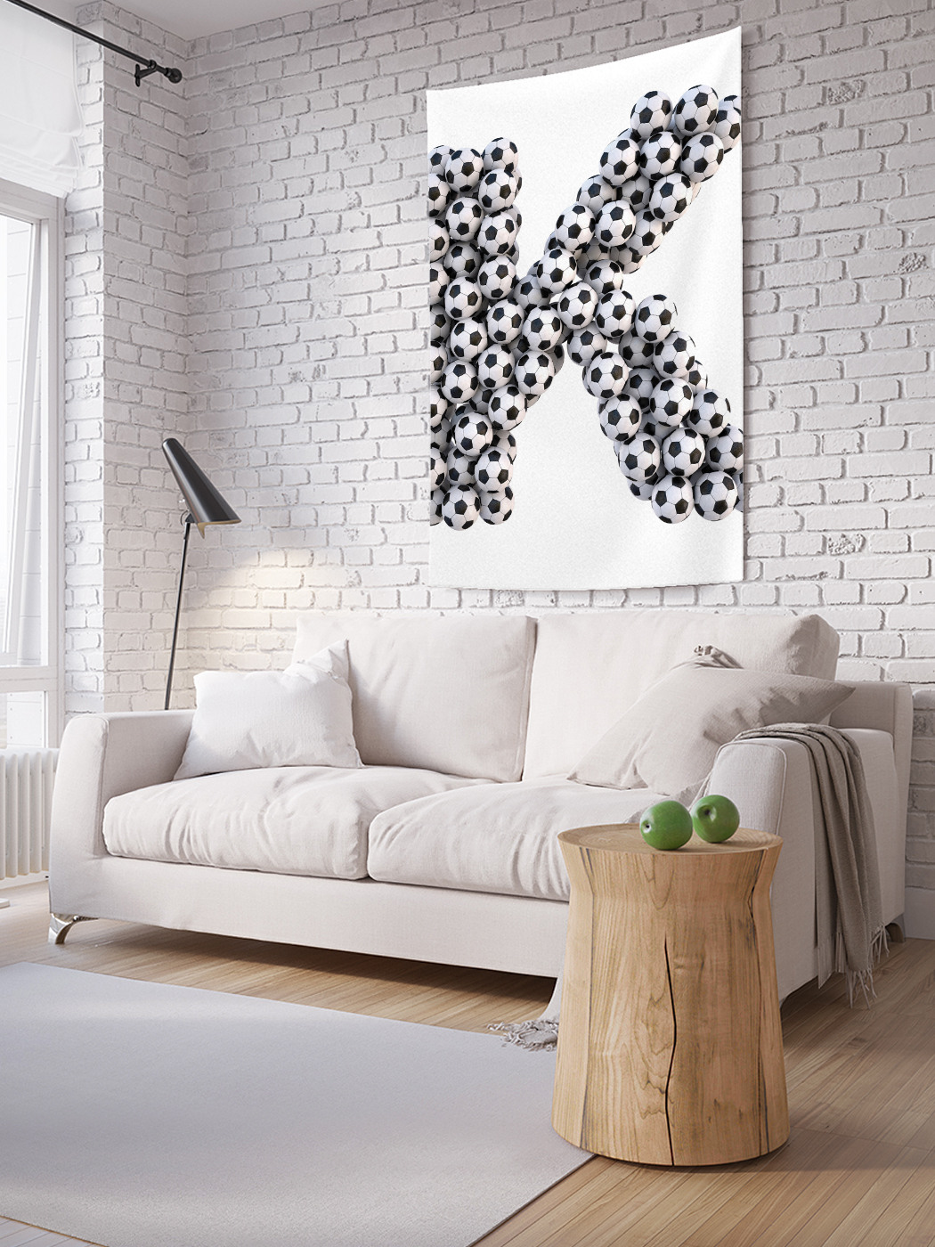 

Вертикальное фотопанно на стену JoyArty Футбольная буква K 100x150 см, Футбольная буква K