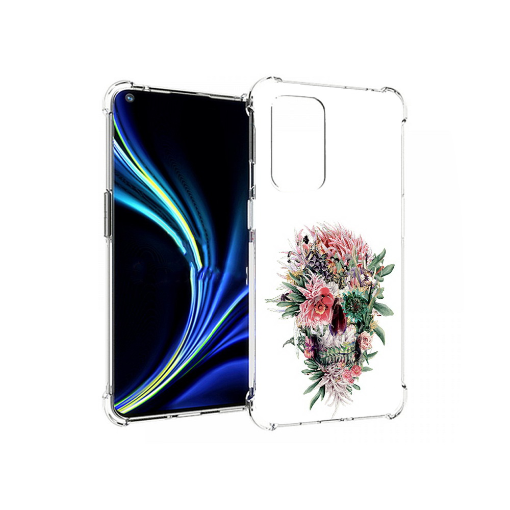 

Чехол MyPads Tocco для OnePlus 9 череп из цветов (PT159409.128.677), Прозрачный, Tocco