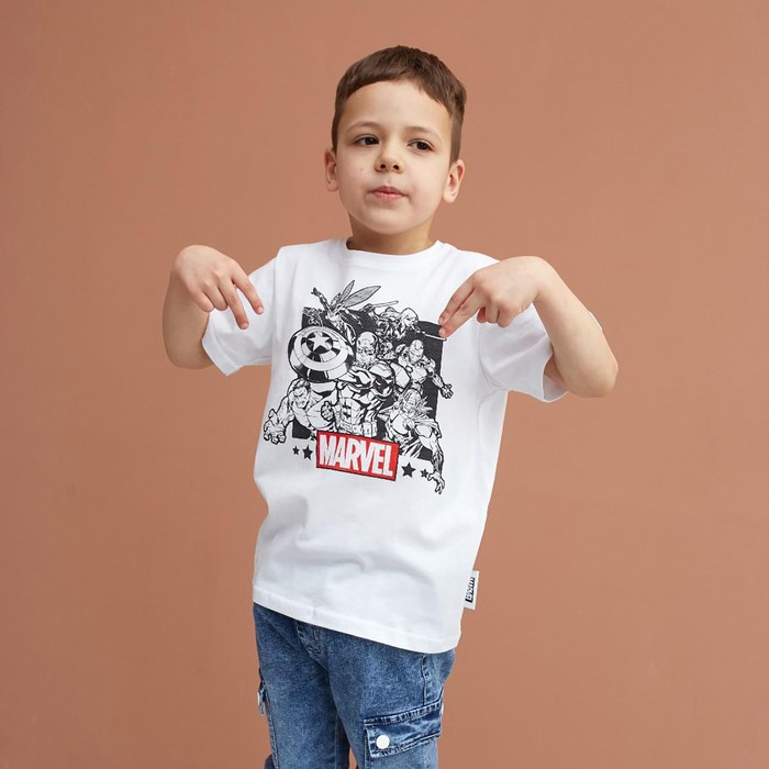 

Футболка детская Мстители, рост 122-128, белый, 000500200