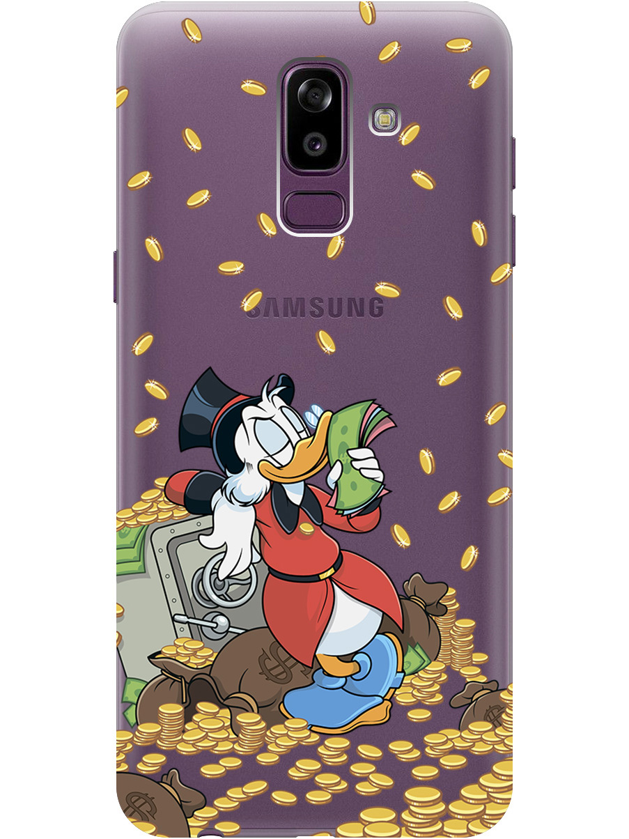 

Силиконовый чехол на Samsung Galaxy J8 с принтом "Скрудж и сейф" прозрачный, Белый;красный;прозрачный, 718586871