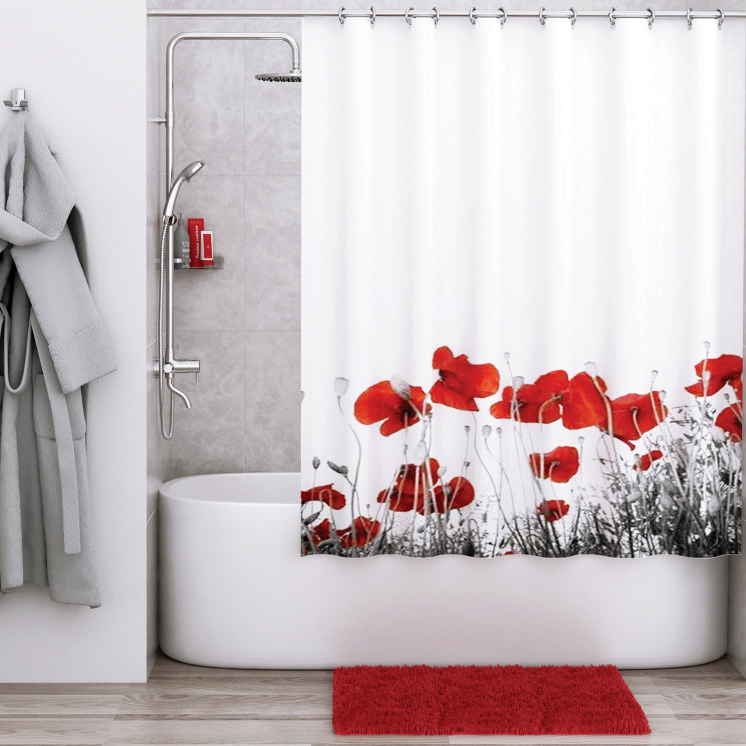 

WasserKRAFT Штора для ванны WasserKRAFT Main SC-47101 Цветы, Белый
