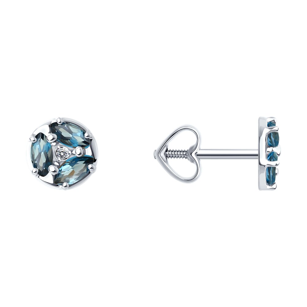 

Серьги из белого золота Diamant 52-322-02093-5, фианит\топаз, 52-322-02093-5