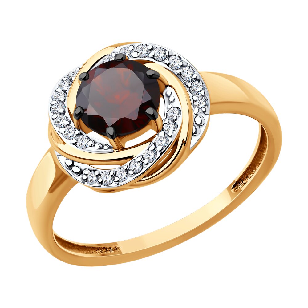 

Кольцо из золота р. 17 Diamant 51-310-02281-2, фианит\гранат, 51-310-02281-2