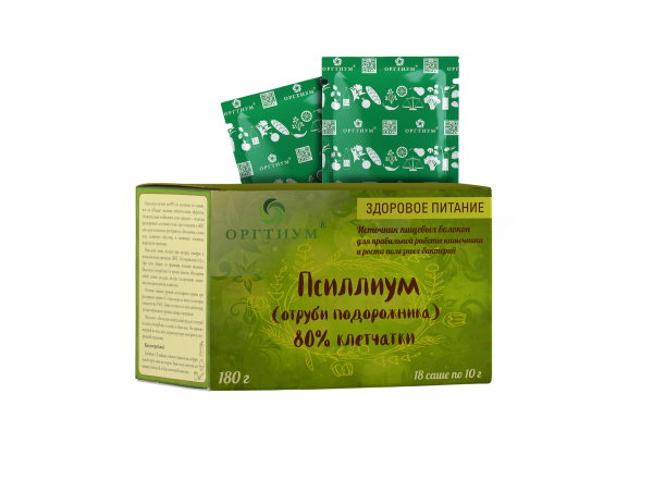 

Псиллиум (Отруби подорожника) 180г (18 шт по 10г), Оргтиум