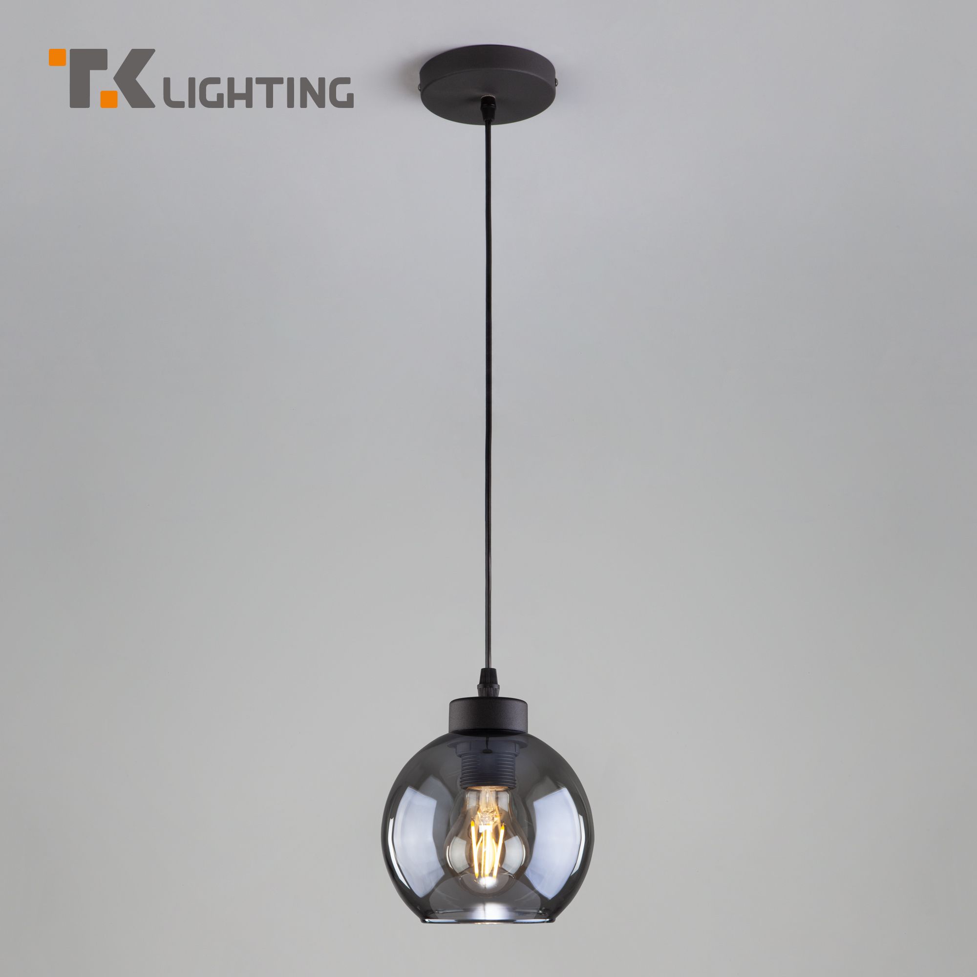 

Подвесной светильник с круглым стеклянным дымчатым плафоном TK Lighting 4317 Cubus Е27