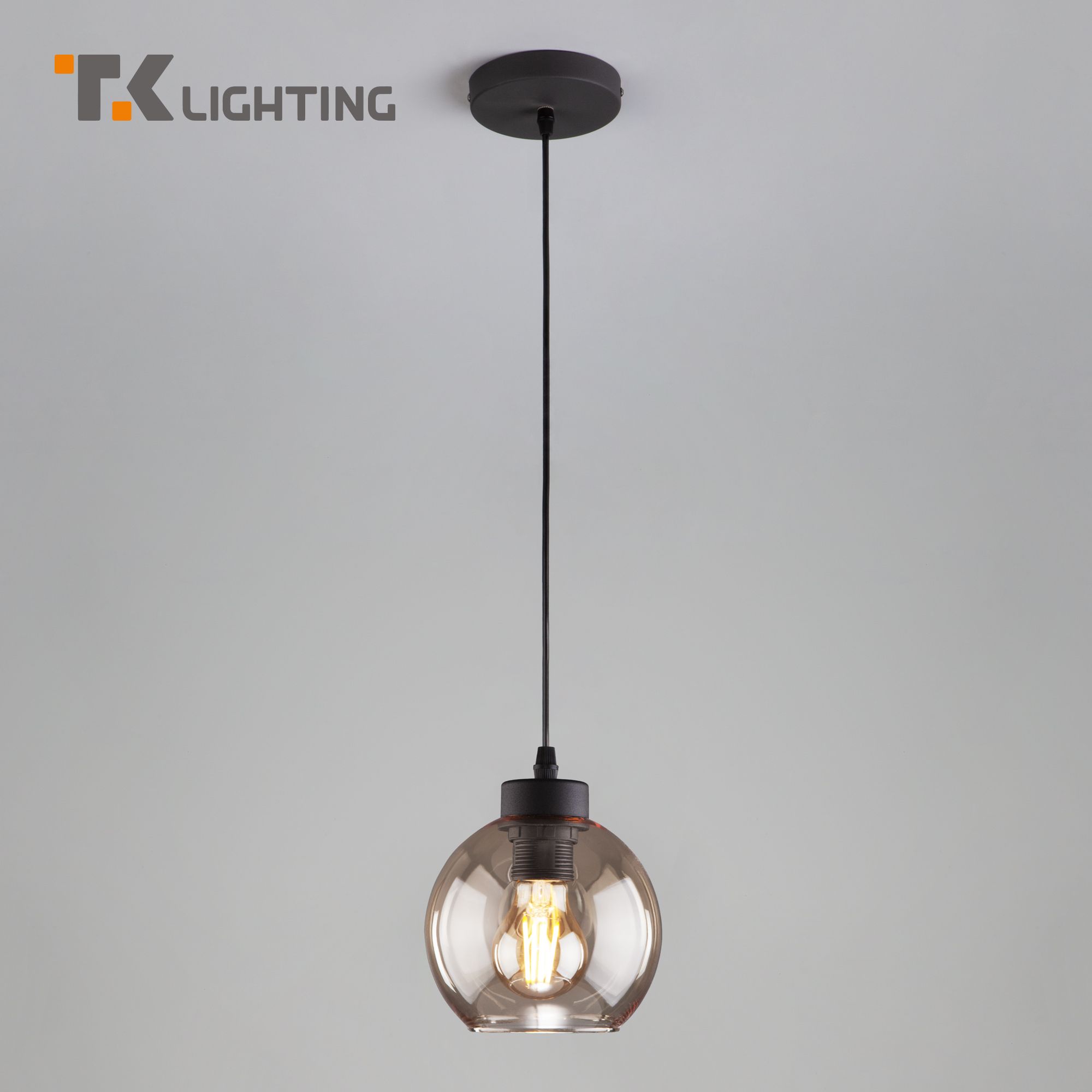 

Подвесной светильник с круглым стеклянным прозрачным плафоном TK Lighting 4318 Cubus Е27
