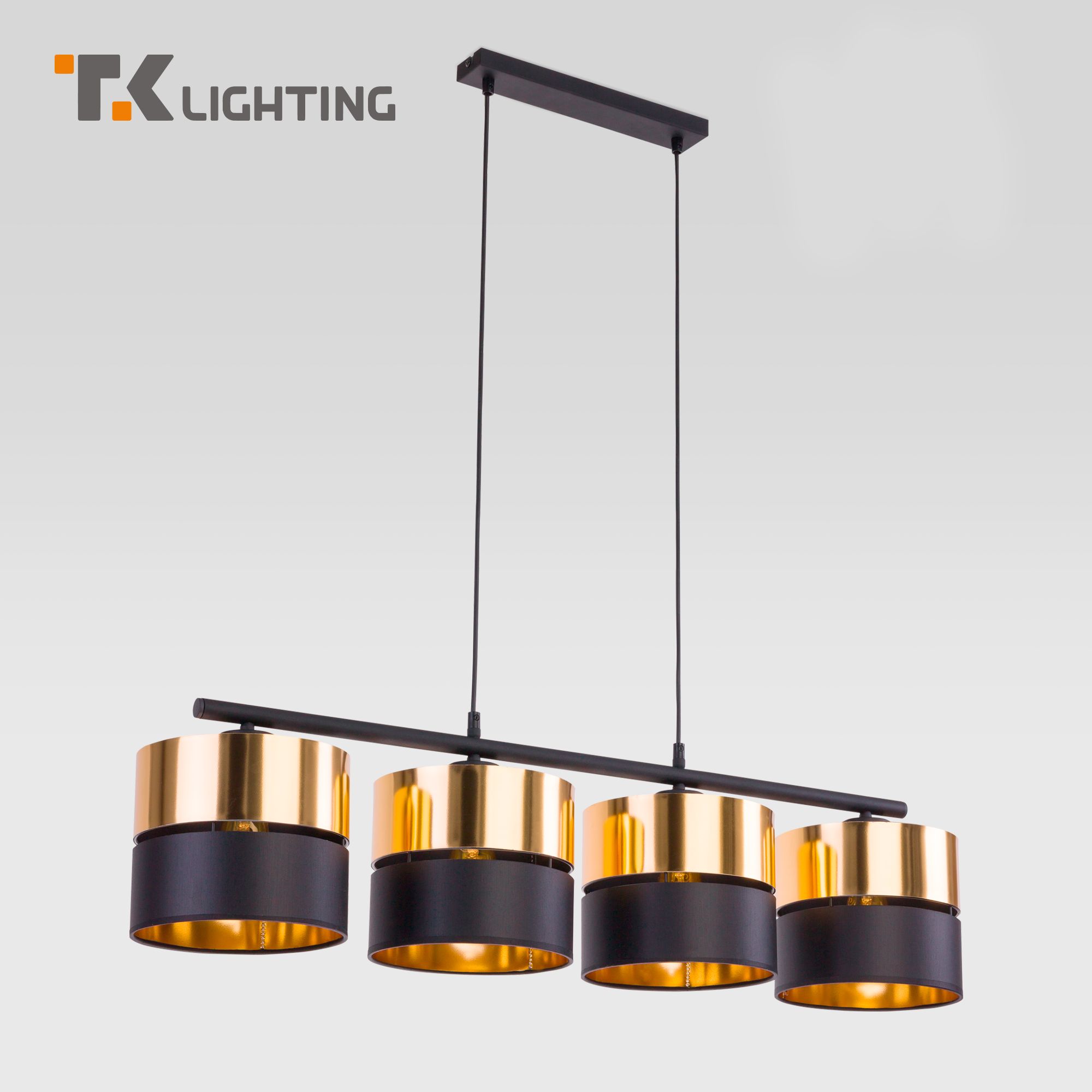 

Подвесной светильник с 4 абажурами TK Lighting 4342 Hilton Silver черный/золото Е27