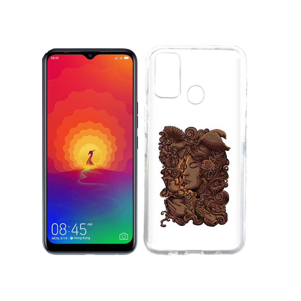 

Чехол MyPads Tocco для Tecno Spark 4 девушка с длинными волосами абстракция, Прозрачный, Tocco