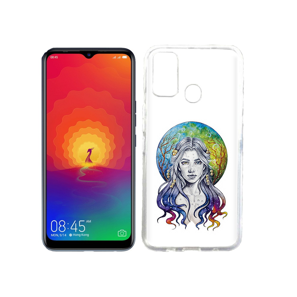 

Чехол MyPads Tocco для Tecno Spark 4 девушка с красивыми волосами, Прозрачный, Tocco