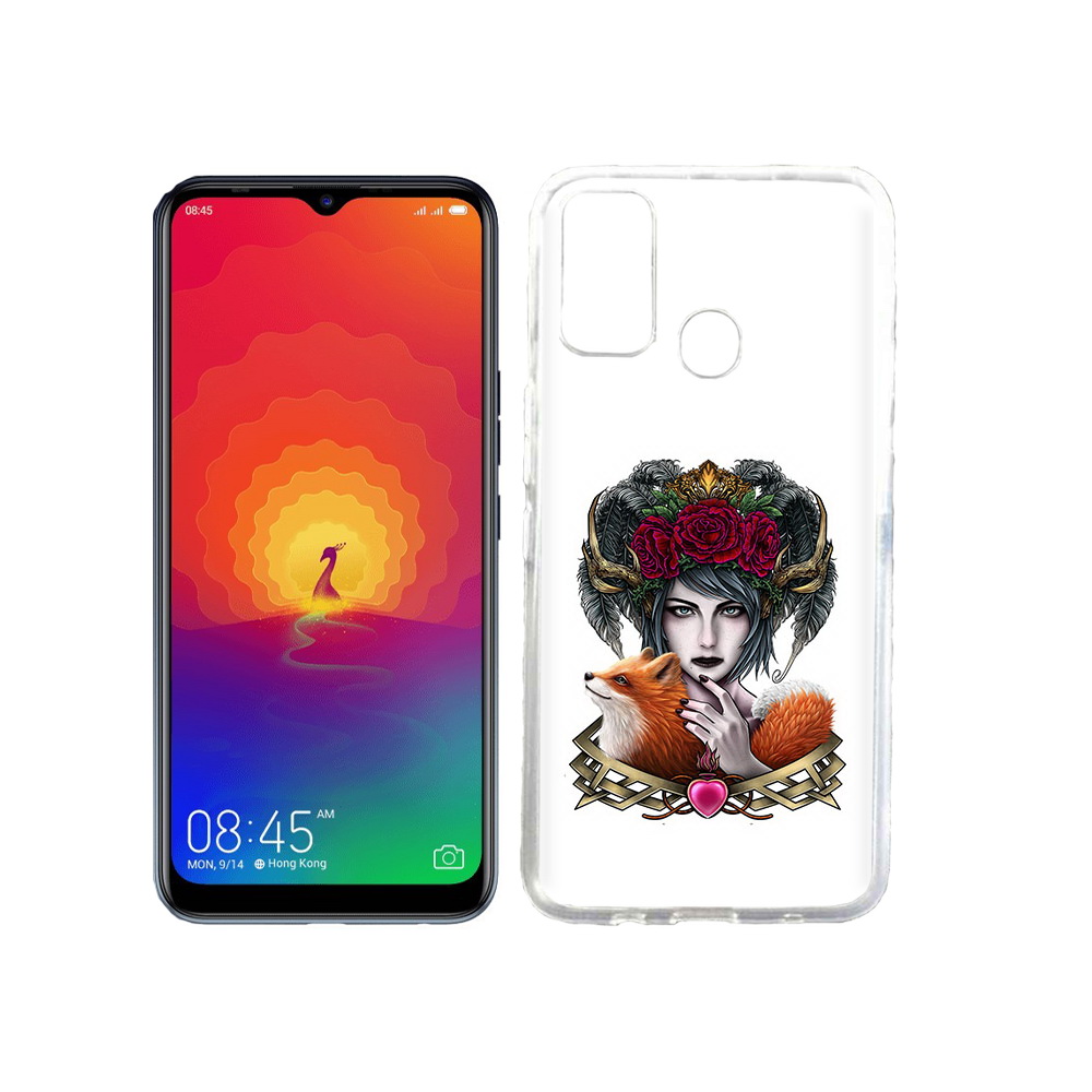 

Чехол MyPads Tocco для Tecno Spark 4 девушка с лисой, Прозрачный, Tocco