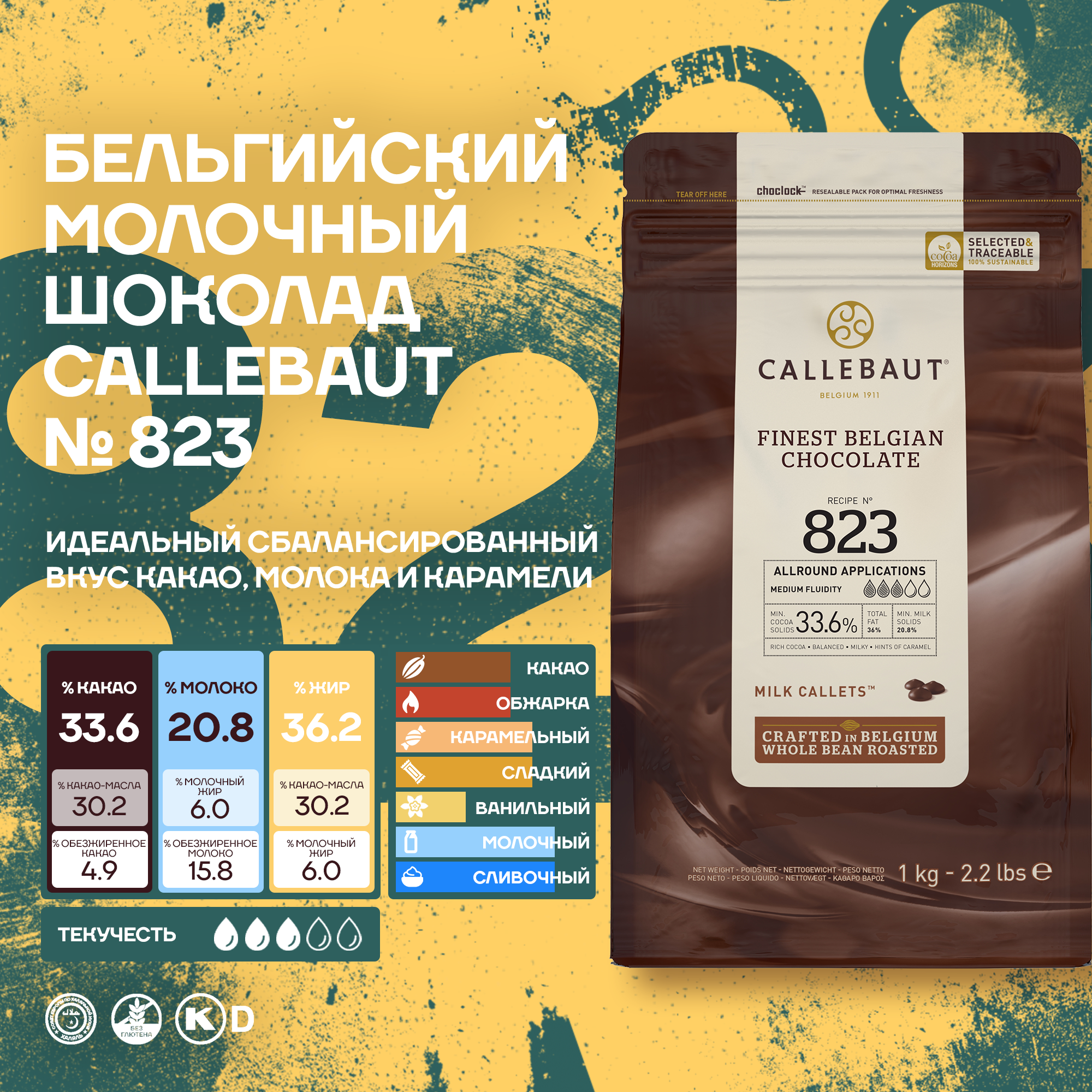 Бельгийский молочный шоколад Callebaut №823 33,6% 1 кг