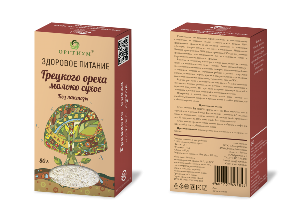 

Грецкого ореха молоко сухое, 80г, Оргтиум