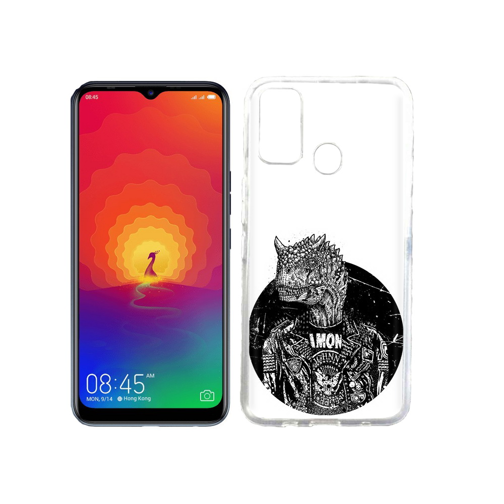 

Чехол MyPads Tocco для Tecno Spark 4 динозавр в куртке, Прозрачный, Tocco