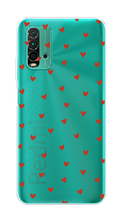 

Чехол на Xiaomi Redmi 9T "Red hearts", Красный;прозрачный, 39850-1