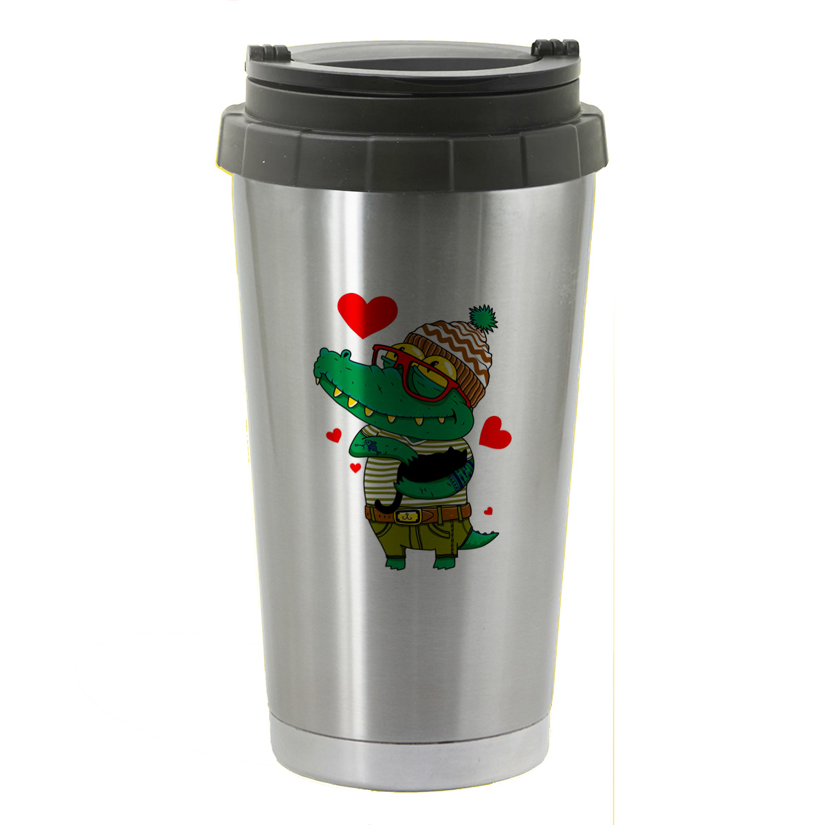 

Термостакан серый CoolPodarok Иллюстрация. Крокодильчик
